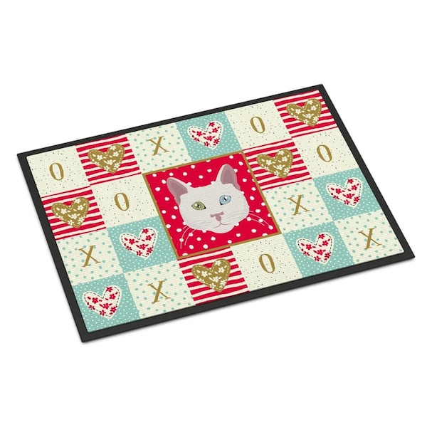 Carolines Treasures 24 x 36 in. Khao Manee Cat Love Indoor or Outdoor Mat CK5123JMAT - main
